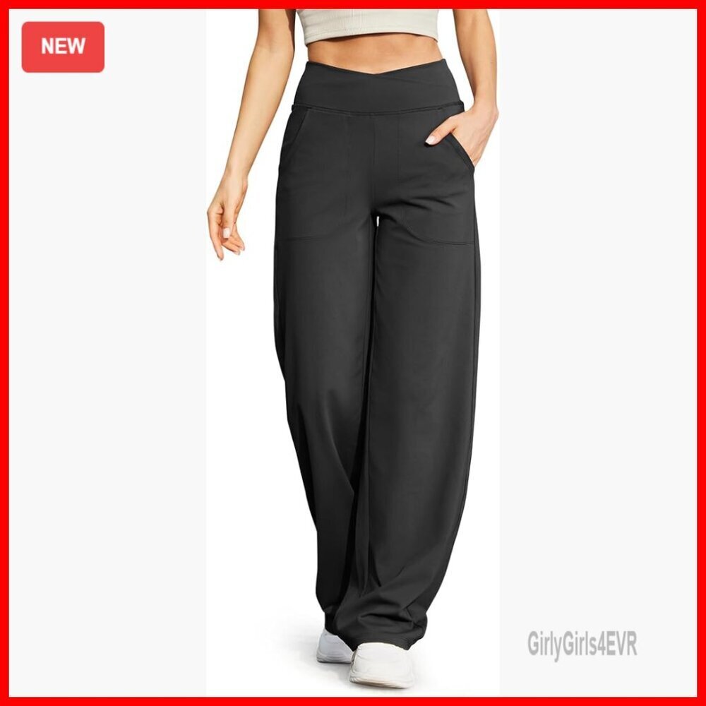 Wide Leg Yoga Pants with Pockets, Stretch Lounge Pants, Petite/Regular/Tall
